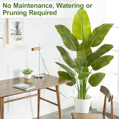 Lifelike Bird of Paradise Artificial Plant,5ft Faux Banana Leaf Tree with 12 Trunks - Perfect Indoor Silk Floor Plant for Home Decor in Living Room, Office, and Bedroom 1Pack - size: 5ft
