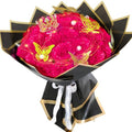 Rose Pink Glitter Roses Bouquet, 24 Pcs Shiny Glitter Flowers Bouquet, Everlasting DIY Artificial Roses Bouquet for Christmas, Birthday, Anniversary, Wedding, Engagement - color: Rose Pink-a, size: 24 PCS