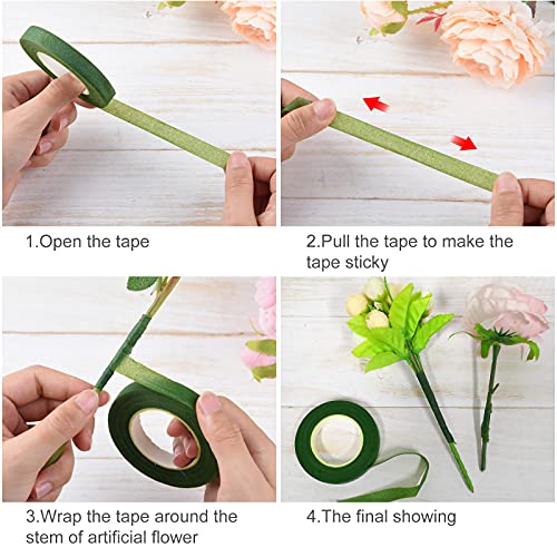 CHRORINE Floral Arrangement Kit Floral Tapes 22 Guage Floral Stem Wire 26 Gauge Green Floral Wire for Bouquet Wreath Making Supplies