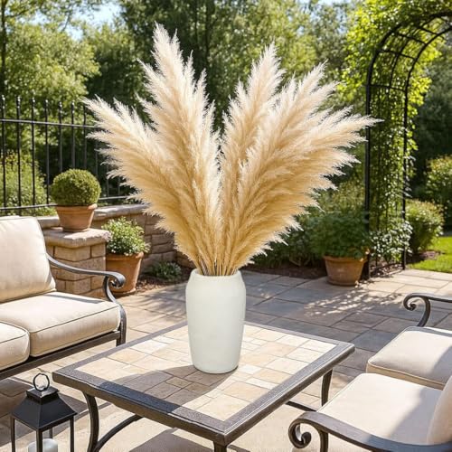 Briful Rustic Vintage Ceramic Vase, 11.8'' Farmhouse Table Decor with Wide Mouth, Large Decorative Vase for Home Decor, Living Room, Entryway & Shelf Styling, Beige - color: 12'' Beige