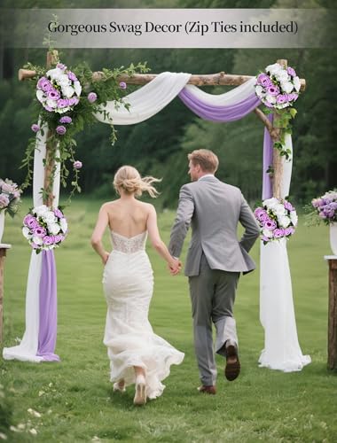 BLOSMON Lilac Flowers Balls for Centerpieces: 10 Pcs Purple White Fake Roses Flower for Wedding Table - Artificial Silk Kissing Bouquet Floral Arrangement Center for Home Party Event Decor | Purple White artificial Floral Arrangement for Wedding - Faux Si