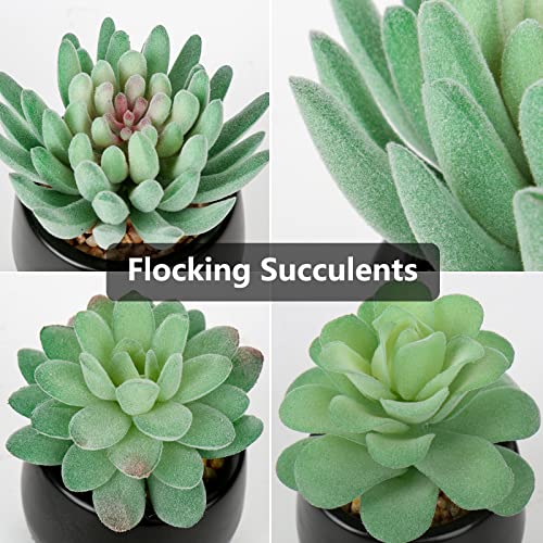 Briful 3PCS Artificial Succulents Fake Plants Mini Succulents Potted in Black Ceramic Pots Artificial Plastic Plants for Home Office Desk Farmhouse Bathroom Décor - color: Type #1