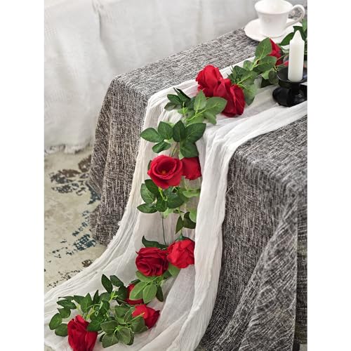 FiveSeasonStuff 29 Ft 4 Pack Rose Silk Flower Garland Artificial Flowers Decoration Hanging Floral Décor for Wedding Baby Shower Birthday Party Garden (Venetian Red) - color: Venetian Red