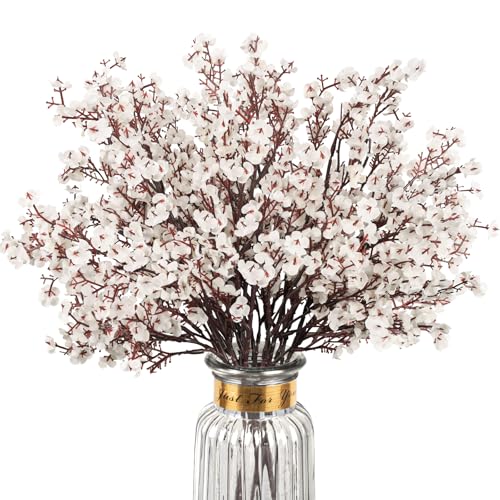 Babys Breath Artificial Flowers, 8 Bundles White Real Touch Fake Flowers Silk Flowers Bulk for Vase Home Office Wedding Spring Indoor Outdoor Centerpiece Table Party Decorations - color: White, size: 8 Bundles