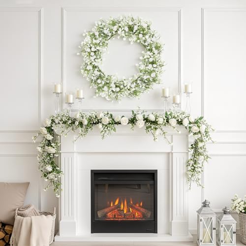 N&T NIETING 6Pcs Artificial Flowers,Real Touch Babys Breath Fake White Flowers Faux Flowers Bouquets for Vase Home Office Wedding Summer Indoor Outdoor Centerpiece Table Thanksgiving Decorations - color: White, size: 6PCS