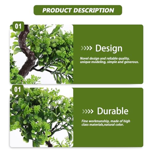 Cabilock Artificial Bonsai Tree, Fake Potted Bonsai Plants Decoration, Desktop Realistic Welcoming Pine Ornament for Home Office Entryway Chests Decor, Red (Green) - color: Green