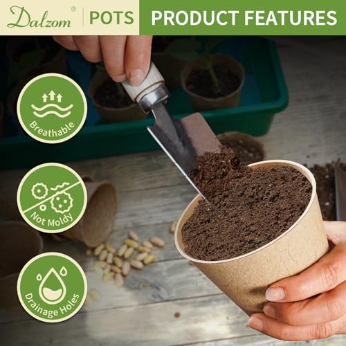 Dalzom® 60Pcs 4” Peat Pots with 60Pcs Plant Labels, Biodegradable Pots for Seedlings with Drainage Holes, Garden Plant Nursery Pots Seed Starting Trays - size: 4"