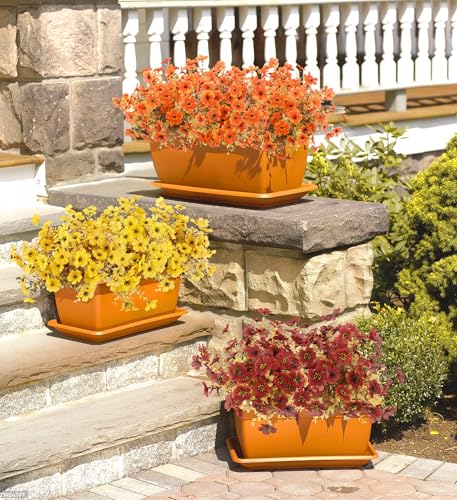 ATTGREAT Artificial Fall Flowers Outdoors UV Resistant Fake Mums Bulk Outside Faux Mums Plants Decorations for Home Garden Porch Hanging Planter Autumn Decor, 24 Bundles (Mix Orange Yellow Fall Red) - color: Orange Yellow Fall Red, size: 24PCS