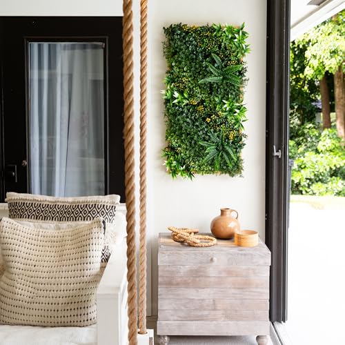 Nearly Natural Hawaiian Islands Artificial Living Wall Panel - 20in x 40in UV Resistant, Indoor/Outdoor Greenery Panel with Light Wood-Like Frame, Perfect for Home, Office, Events - Easy to Hang