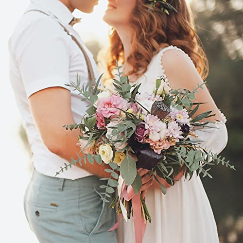 CEWOR 80pcs Artificial Eucalyptus Stems Fake Eucalyptus Leaves Stems Real Touch Leaf Branches for Flower Bouquet Wedding Easter Centerpiece Spring Home Office Decor - color: Grey Green, size: 80pcs