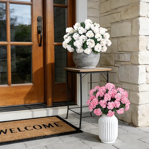 Ammyoo Artificial Geranium Flowers for Outdoors Decoration, 6 Pcs Fake Silk Geraniums Flower UV Resistant Look Real Faux Plants for Spring Garden Porch Planter Yard Table Centerpieces Decor - color: Pink