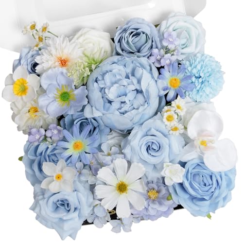 TINGE TIME Fake Flowers Artificial Flowers Peonies Bulbous Chrysanthemum Daisy Hydrangea Sunflower Violets Dahlia Daffodils Epiphyllum Orchid Cherry Blossom Camellia Leyaron (Light Blue) - color: Light Blue