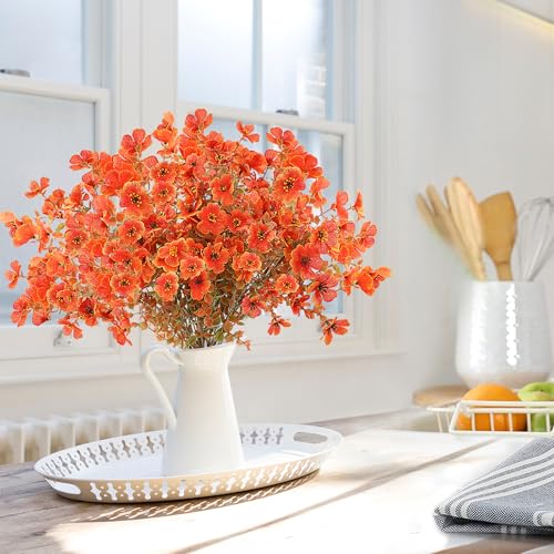 Artificial Flowers for Outdoors 12 Bundles Realistic Faux Plants UV Resistant Fake Silk Daisy with Eucalyptus for Boxwood Planter Patio Porch Outside Fall Thanksgiving Autumn Decoration(Fall) - color: Fall
