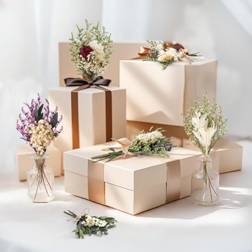 12/24 PCS Charming Dried Flowers Bouquet for Vase Various Dried Wildflowers with Stems Mini Handmade Wildflowers Natural Real Flowers Bulk Flowers Craft (White Series, 12 PCS) - color: White Series