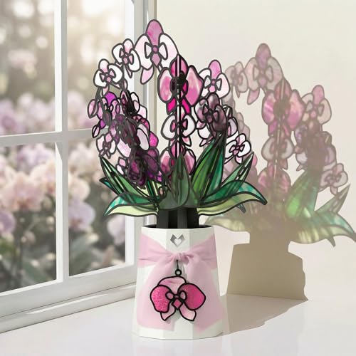 Lovepop Orchid Gleam Suncatcher Bouquet - 3D Pink Orchid Bouquet for Wife, Her, Mom, Aunt (Anniversary, Mother's Day, Birthday, Thank You) 12" - Blank Notecard & Envelope Included - color: Orchid Gleam Suncatcher Bouquet