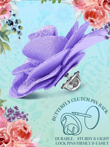 16 Pcs Lapel Flowers for Men Suits Flower Lapel Pins for Men Brooch Pins Handmade Satin Boutonniere - color: Rich Color, size: Elegant