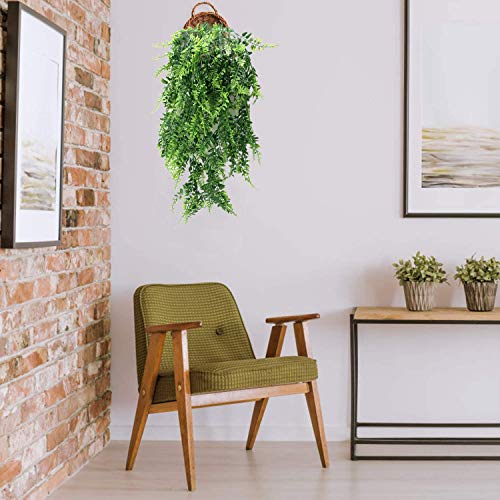 Fake Hanging Plants Artificial Vine, Plastic Ivy Greenery Christmas Garland Faux Boston Ferns Leaves Vines Home Garden Outdoor Indoor Party Wedding DIY Bedroom Wall Decor Decoration - Green 2 Pack - color: Boston Ferns Vines/ 2 Pack
