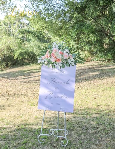 Lisuun Wedding Arch Flowers, Artificial Flowers for Decoration, Large Flower Swag for Boho Styles Wedding Ceremony Floral Decor - Pack of 2 - color: Champagne & Pinkish White