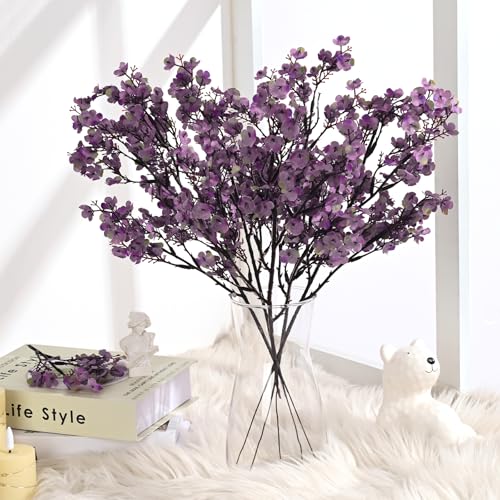 Yastouay 5 Pcs Fake Flowers Artificial Flowers, Real Touch Silk Flowers Faux Flowers for Decorations, Lavender Purple Babys Breath Artificial Flowers Bulk for Spring Summer Decor Floral Arrangement - color: Lavender Purple, size: 5 Pcs