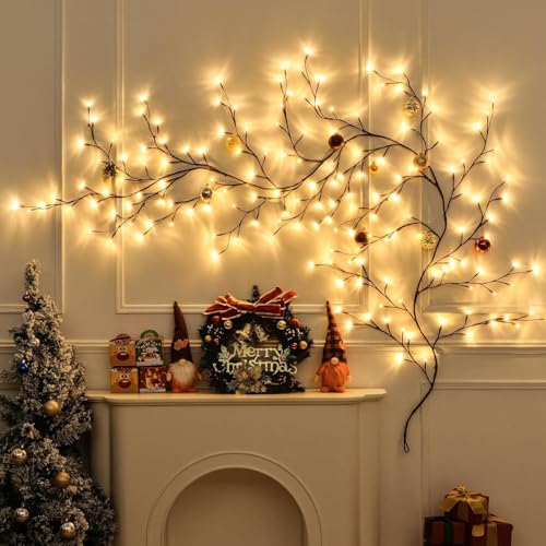 Enchanted Willow Vine Lights for Wall，Christmas Decorations, 96 LED Lights with USB Powered 8 Modes Artificial Plants Lighted Willow Vine Lights for Bedroom Indoor Wedding Decor (75in) - size: 75in, style: Bare lamp