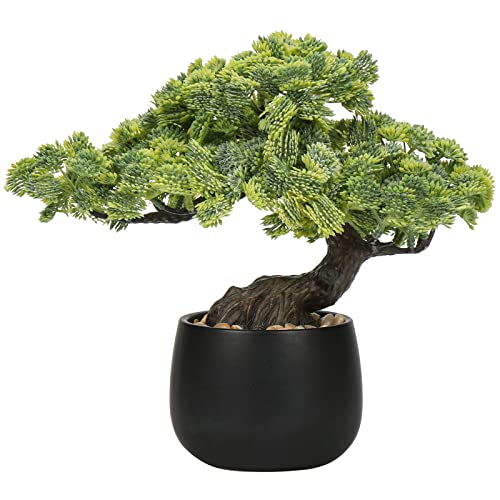 Artificial Bonsai Tree Juniper Faux Plants Indoor Fake Plants Decor with Black Ceramic Pots for Home Table Office Desk Bathroom Shelf Bedroom Living Room Farmhouse Decorations - style: Jade