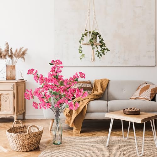 Sggvecsy Artificial Cherry Blossom Flowers 3 Pcs Faux Cherry Blossom Stems Faux Silk Cherry Blossom Branches 35.4’’ Fake Flowers Long Stems for Vase Arrangements Home Wedding Table Decor (Rose red) - color: Rose Red