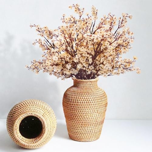 Yastouay 5 Pcs Fake Flowers Artificial Flowers, Real Touch Silk Flowers Faux Flowers for Decorations, Champagne Babys Breath Artificial Flowers Bulk for Spring Decor Floral Arrangement - color: Champagne, size: 5 Pcs