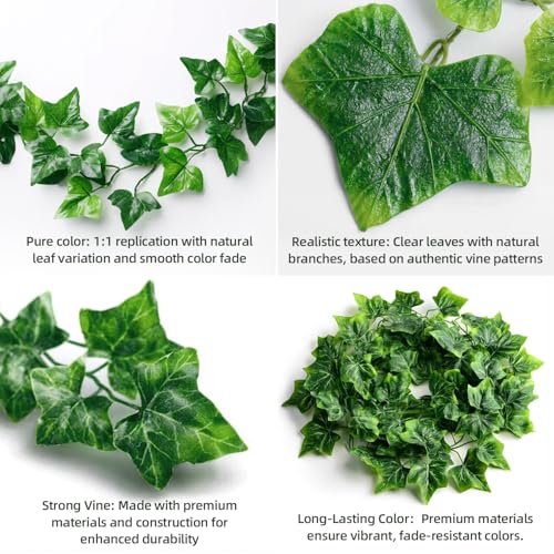 100 Pack 750 Feet Fake Vines for Room Decor Artificial lvy Greenery Garland Vine Leaves, Leaf Plants Flowers Foliage for Bedroom,Garden Wall. Decor Indoor Outdoor - size: 750FT 100PCS Vines