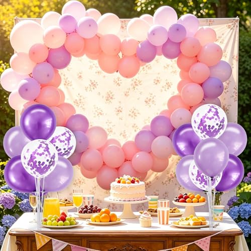 TONIFUL 4 Set Purple Balloon Stand Centerpiece Table Decorations for Birthday,Baby Shower,Engagement, Wedding,Mother's Day,Graduation,Halloween,Party Decorations - color: Dreamy Purple