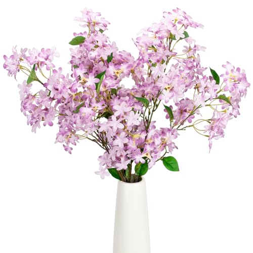 4PCS 35.4inch Lilac Artificial Flowers Light Purple Fake Delphinium Long Stem Silk Real Touch Flower Faux Lilac Floral Arrangement for Tall Vase Table Wedding Garden Home Decoration（Light Purple） - color: 35.4inch Light Purple