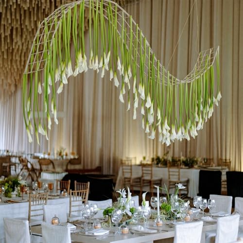 Giegxin 36 Pcs White Calla Lily Hanging Flowers, 25.6inch White Flowers for DIY, Hanging Fake Floral Garland, Calla Lily Flower Artificial Garland for Wedding Arch Decor Bride Shower Tall Vases