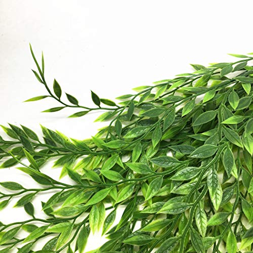 Artificial Weeping Willow, Plastic Plants Greenery Leaves Fake Hanging Vine Faux Ivy Garland UV Resistant for Home Indoor Outdoor Garden Door Wall Baskets Wedding Party Table Decor Decoration - 8 Pcs - color: Weeping Willow-8 Pcs