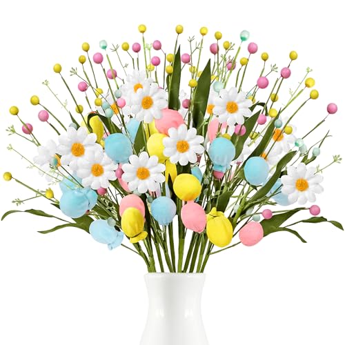 Yen Jean 10PCS Easter Decorations Eggs Picks - Spring Artificial Floral Stems Decor for Home Vase Filler Table Centerpiece