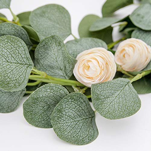 DearHouse 4Pack Artificial Eucalyptus Garland Faux Silk Eucalyptus Leaves Vines Handmade Garland Greenery Wedding Backdrop Arch Wall Decor … - color: Green