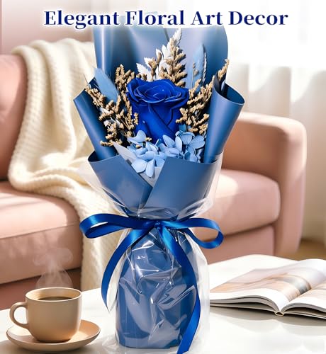 Preserved Flowers Bouquet,Flowers For Delivery,Blue Rose Bouquets,Birthday Flowers Gifts For Women Mom Grandma Wife Friends,Real Roses Gift From Daughter Valentine’S Day Mothers Day Anniversary - color: Blue, size: Rose Bouquet
