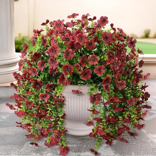 ZFProcess Artificial Hanging Flowers for Outdoors Spring Decoration, 2PCS Silk Fake Daisy Realistic Outdoor Flowers UV Resistant Porch Patio Window Yard Decor (Brown) - color: Brown