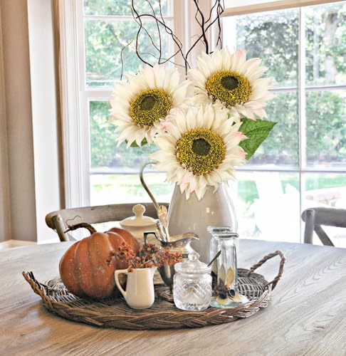 Large Sunflowers Artificial Flowers 8" Full Bloom Long Stem Artificial Sunflower 33" Tall Sun Flowers Giant Silk Sunflowers with Stem Fake Sunflower Floral Arrangement for Home Wedding Decoration - color: Cream White
