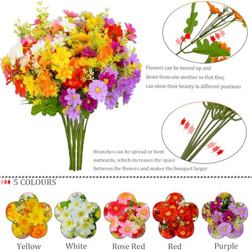 XONOR Artificial Cemetery Flowers Memorial Silk Daisy with Vase for Grave Headstone Decoration, Assorted Colors Daisy for Spring Summer Decoration - color: With Vase