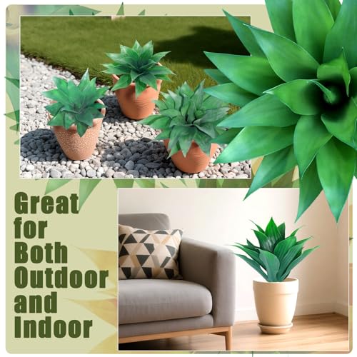 Artificial Agave Plants, Realistic UV Resistant Fake Aesthetic Plants for Outdoor Indoor, Home Decor for Garden, Porch, Doorway, Patio (2PCS, Green, Small) - color: Green, size: Small