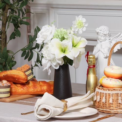 CEWOR White Fake Flowers Realistic Silk Fake Flowers Bouquet for Wedding Bridal Bouquets Table Centerpieces - color: White