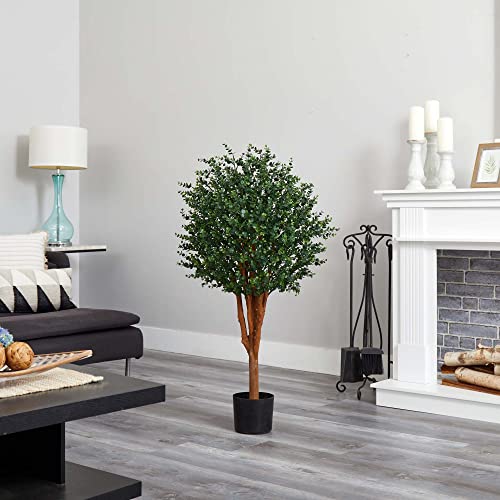 Nearly Natural 4’ Eucalyptus Artificial UV Resistant Indoor/Outdoor Silk Trees, Green, 18x20x4 Ft