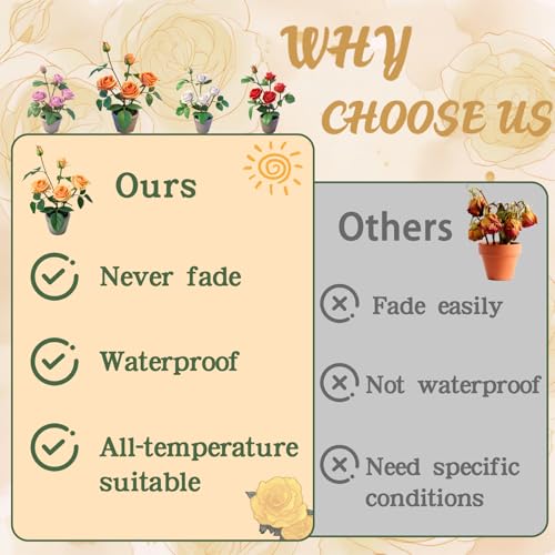 Rose in Pot Decor Potted Artificial Flowers Mini Plants Faux Flowers Indoor Small Decor Fake Roses for Home, Bathroom, Kitchen, Offices, Wedding Party Centerpieces (Rose Yellow) - color: Rose Yellow