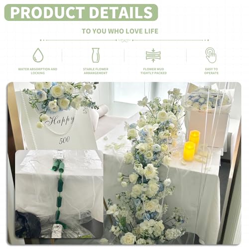 14 Pcs Floral Foam Garland for Fresh & Dried Flowers, 9.2ft Flower Sponge Blocks Kit, Foam for Flower Arrangement Holder for Arch Door Tabletop Decor, Wedding Home Garden Green Wet/Dry Foam Bricks