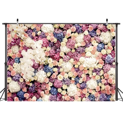 Floral Wall Backdrop 10x8 FT Vibrant Colorful Flower Backdrops for Wedding Large Background Banner for Party Photography Decor Romantic Elegant Design Photo Booth Supply - color: Blue, size: 10x8 ft