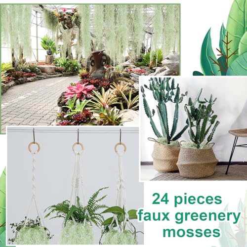 Cindeer 24 Pack Fake Spanish Moss Artificial Hanging Decoration Bulk Faux Greenery Moss Garland for Potted Wall Living Room Indoor Outdoor Decor(33 Inch,Dark Gray) - color: Dark Gray, size: 33 Inch