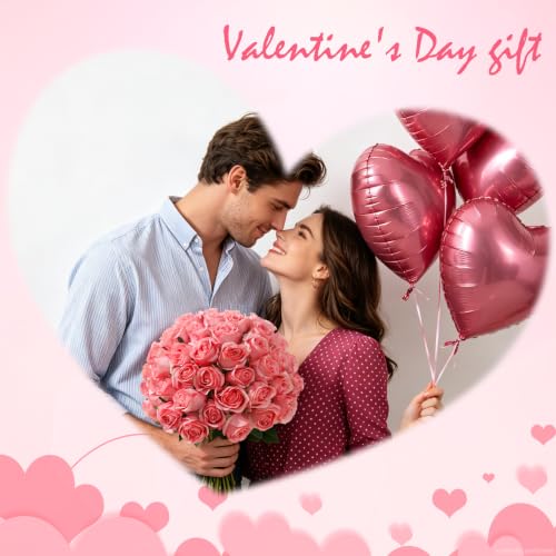 60Pcs Realistic Fake Roses Faux Flowers with Long Stems, Artificial Silk Rose Flowers for Valentines Day Home Wedding Decor Bridal Bouquet (Dark Pink-60) - color: Dark Pink-60
