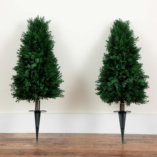 Nearly Natural 2.5ft. UV Resistant Artificial Cedar Plant with Integrated Ground Stake (Indoor/Outdoor) - Set of 2 - size: 2.5ft.