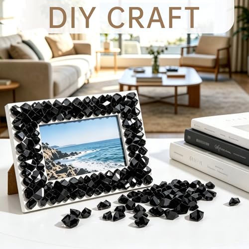 500 Pcs Fake Ice,11 * 14mm,Black Acrylic Gems Vase Filler,Plastic Diamonds for Table Decoration DIY Craft Aquarium Display Party Centerpieces. - color: Black, size: 11MMx14MM