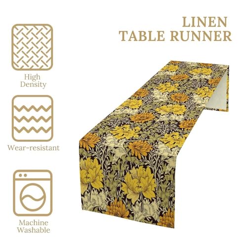 William Morris Style Strawberry Table Runner for Table Decor, Art Rustic Strawberry Bird Botanical Floral Flower Vintage Printed for Kitchen Dining Room Farmhouse Party Holiday Decorate 13" x 36" - color: William Morris_13, size: 13"W x 36"L (Pack of 1)
