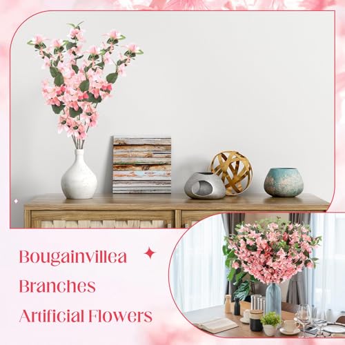 30 Pcs Artificial Faux Bougainvillea Fake Flower Silk Bougainvillea Branches UV Resistant Outdoor Indoor Decoration for Wedding Home Centerpieces Outside Decor (Peach Pink) - color: Peach Pink